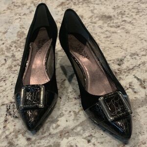 Franco Sarto Black Heels with Silver Accents